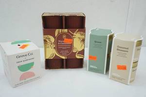 lot 188 image: Candles Drew Barrymore, Room Essentials, Warm Cider & Cinnamon Pillars