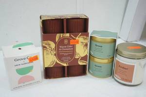 lot 192 image: Candles Drew Barrymore, Room Essentials, Warm Cider & Cinnamon Pillars