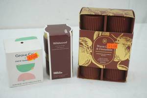 lot 193 image: Candles Drew Barrymore, Room Essentials, Warm Cider & Cinnamon Pillars