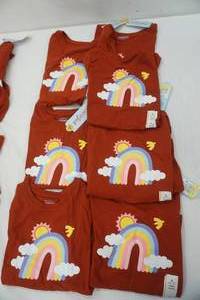 lot 217 image: Cat & Jack Girls Long Sleeve Rainbow Shirts (Large, Medium, Small) 7ct