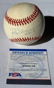 lot 16 image: Rod Carew Signed and Inscribed HOF 91 Baseball With PSA COA Rawlings OALB Budig Ball With Case