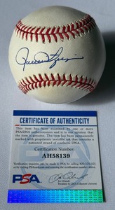 lot 39 image: Rollie Fingers Signed Baseball With PSA COA Rawlings OALB Brown Ball With Case