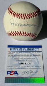 lot 43 image: Hal Newhouser Signed Baseball With PSA COA Rawlings OALB Brown Ball With Case