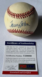 lot 47 image: Tommy John Signed Baseball With PSADNA COA Rawlings OALB Budig Ball With Case