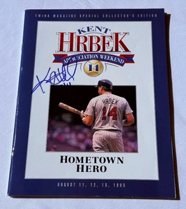 lot 51 image: Kent Hrbek Signed 1995 Appreciation Weekend Twins Magazine - Baseball