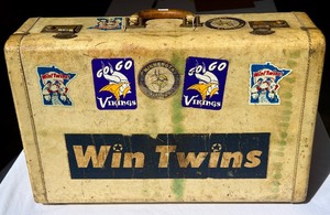 lot 79 image: 1960s Vintage Minnesota Twins and Vikings Luggage With Provenance from Pat Richie