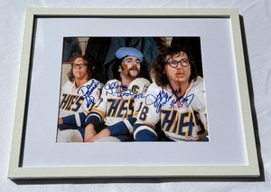 lot 26 image: Slap Shot Signed and Framed Photo - Dave Hanson, Jeff Carlson and