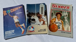 lot 92 image: (3) Vintage Basketball Media Guides 1979-80 Houston Rockets, San Diego Clippers, Sixers