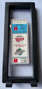 lot 100 image: 1987 World Series Game 1 Ticket With Obstructed View Stamp - Minnesota Twins Baseball