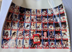lot 103 image: Uncut Sheet and Complete Set - 1980 Miracle on Ice Gold Medal Set Limited Editon