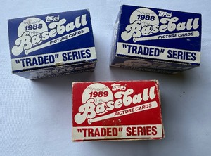 lot 65 image: (3) Topps Traded Baseball Card Sets 1988 and 1989