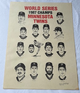 lot 116 image: 1987 Minnesota Twin World Series Team Print by Everett Hays