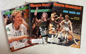 lot 141 image: (3) Larry Bird Sports Illustrated Magazines 1979 and 1986