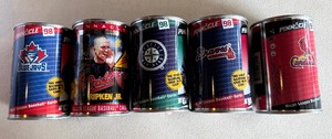 lot 142 image: (5) 1998 Pinnacle Baseball Card Cans