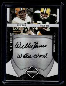 lot 23A image: Willie Davis  Willie Wood Auto RARE 252008 Donruss Playoff Prime Pairings #PP-18 Numbered 1125 Signed Green Bay Packers Football Card