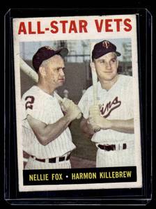 lot 46A image: Harmon Killebrew  Nellie Fox 1964 Topps All-Star Vets #81 Vintage Baseball Card