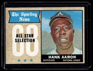 lot 18A image: Hank Aaron 1968 Topps Sporting News All-Stars #370 Vintage Baseball Card