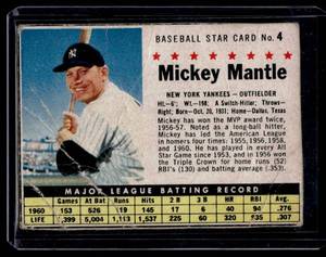 lot 7A image: Mickey Mantle 1961 Post #4 Vintage Baseball Card