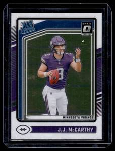 lot 33A image: JJ McCarthy Optic RC 2024 Donruss #235 Rookie Minnesota Vikings Football Card