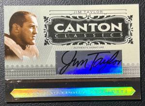 lot 51A image: Jim Taylor Auto RARE 50 2006 Donruss Playoff Canton Classics National Treasures Numbered 0750 Signed Green Bay Packers Football Card