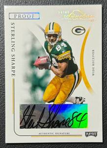 lot 50A image: Sterling Sharpe Auto 84 RARE 2003 Playoff Prime Signatures #42 Proof Numbered 7984 Signed Green Bay Packers Footballl Card
