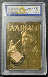 lot 48A image: Hank Aaron 23kt Gold Bat Relic Graded 10 Gem Mint 2002 Feeld the Game Limited Edition 755