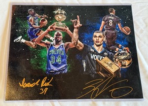 lot 105B image: Isaiah Rider and Zach Lavine Signed Minnesota Timberwolves Basketball Photo