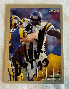 lot 106B image: John Randle Signed 1993 Fleer #270 Minnesota Vikings Football Card