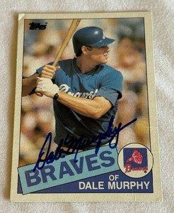 lot 107B image: Dale Murphy Signed 1985 Topps #320 Vintage Baseball Card
