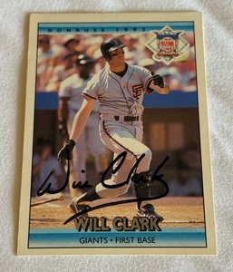 lot 108B image: Will Clark Signed 1992 Donruss #428 Baseball Card