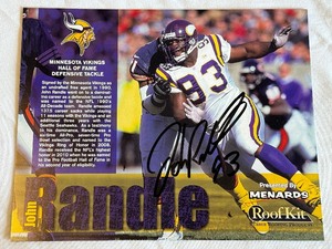 lot 115B image: John Randle Signed Photo Minnesota Vikings Football