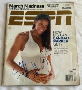 lot 7B image: Candace Parker and Shelden Williams Signed ESPN the Magazine Basketball