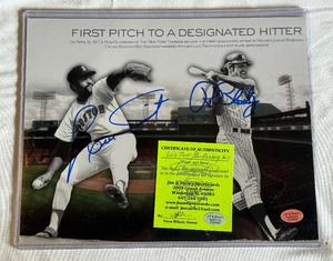 lot 43B image: Luis Tiant  Ron Blomberg Signed 8x10 Baseball Photo with COA