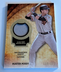 lot 61A image: Buster Posey Game-Used Relic 331 2917 Topps Tier Oe #TIR-BP Numbered 130331 Baseball Card