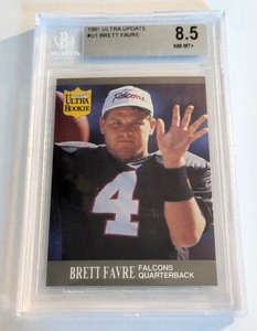 lot 62A image: Brett Favre RC Beckett Graded 8.5 NM-MT 1991 Fleer Ultra Update #U1 Rookie Football Card