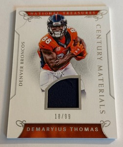 lot 63A image: Demaryius Thomas Game-Used Relic 99 2016 national Treasures Century Materials #24 Numbered 1899 Football Card
