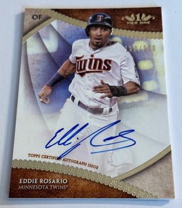 lot 69A image: Eddie Rosario Auto 300 2017 Topps Tier One #BOA-EDD Numbered 100300 Minnesota Twins Baseball Card