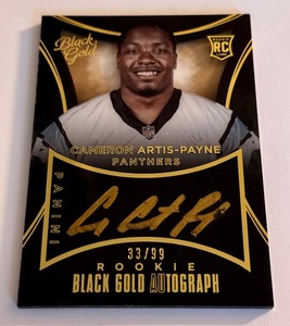 lot 74A image: Cameron Artis Payne RC Black Gold Auto 99 2015 #RAU-CA Rookie Football Card
