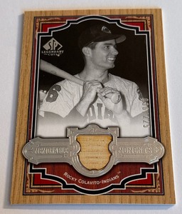 lot 76A image: Rocky Colavito Game-Used Bat Relic 99 2006 SP Legendary Cuts Memorable Moments #MM-RC Numbered 036225 Baseball Card