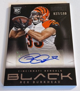 lot 80A image: Rex Burkhead Auto 199 2013 Panini Black #174 Numbered 027199 Rookie Football Card