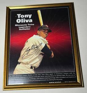 lot 222 image: Tony Oliva Signed and Framed Photo Minnesota Twins Baseball
