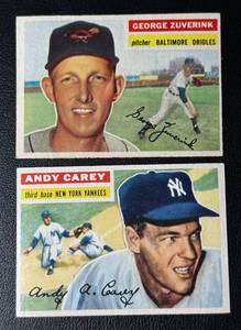 lot 218 image: 2 Card 1956 Topps Vintage Baseball Lot