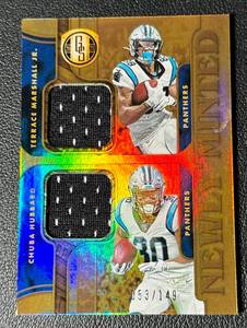 lot 206 image: Terrace Marshall  Chubba Hubbard Dual Relic 149 2021 Gold Standard Newly Minted Numbered 053199 #NMD-CP Football Card