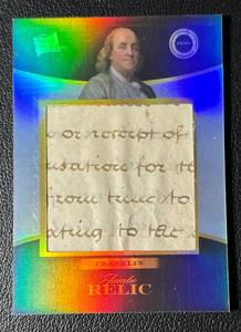 lot 193 image: Benjamin Franklin Jumbo Relic 2024 Pieces of the Past 1700s Edition Card #261