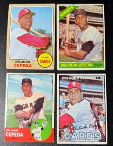 lot 182 image: Orlando Cepeda 4 Card Vintage Baseball Lot