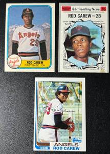 lot 175 image: Rod Carew 3 Card Vintage Baseball Lot