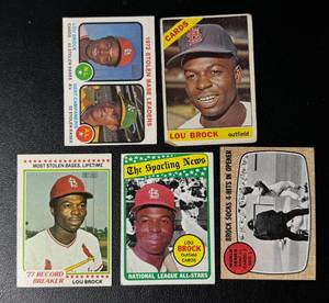 lot 174 image: Lou Brock 5 Card Vintage Baseball Lot