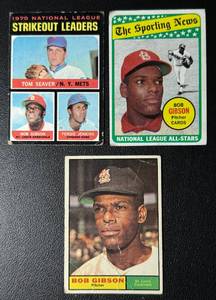 lot 173 image: Bob Gibson 3 Card Vintage Baseball Lot