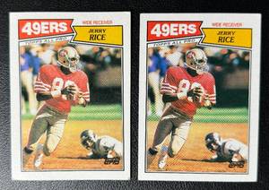 lot 167 image: 2 Jerry Rice 2nd Year Football Cards 1987 Topps #115