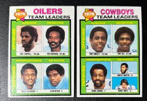 lot 163 image: 1979 Topps Football Oilers and Cowboys Team Cards with Earl Campbell (Rookie Year) and Tony Dorsett (2nd Year)
